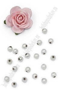 Бусины 4 мм (100 шт) SF-7701, светлое серебро