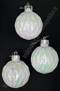 Набор новогодних шаров 8 см (3 шт) SF-7805, белый №1