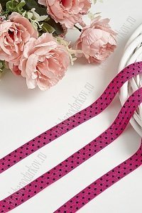 Тесьма эластичная 1,5 см*10 м "Горох" (SF-368-17) фукси