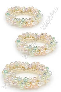 Резинки с бусинами для волос 5 см (3 шт) SF-8013, мультиколор №1