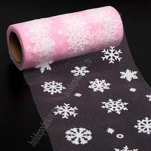 Фатин &quot;Снежинки&quot; 15 см*10 ярд (SF-7523) розовый