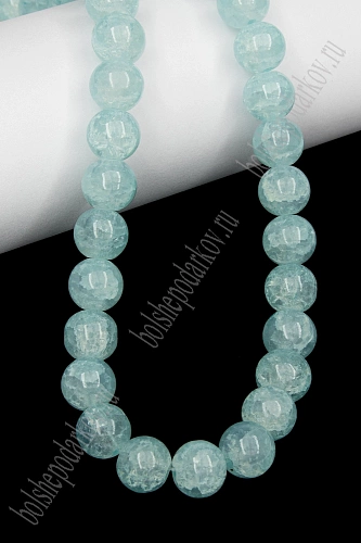 Бусины круглые на леске 10 мм (SF-8082) кварц имитация голубой