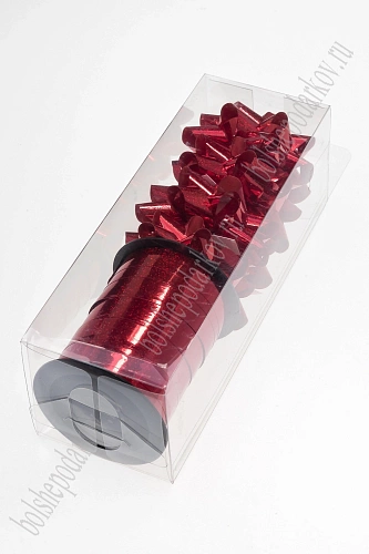 Набор для упаковки: бант 5,5 см (4 шт), лента 1 см*10 м (1 шт), SF-7825, красный №2