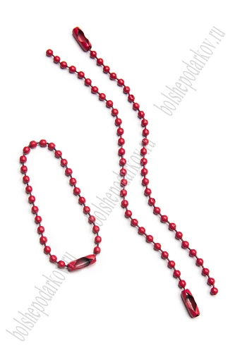 Цепочка шариковая для брелоков 10 см (50 шт) SF-7451, красный №3