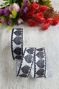 Лента репсовая 2,5 см с рисунком "Сердце" SF-1259-5 (ошибка в тексте)