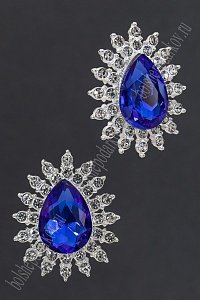 Серединка ювелирная (2 шт) SF-5957, серебро/синий №08