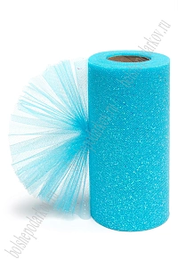 Фатин с блестками  15 см*25 ярд (SF-604) голубой №27