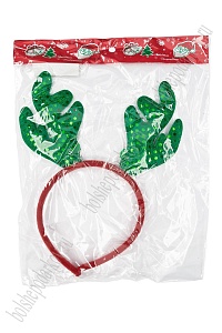 Новогодний ободок 23 см &quot;Рожки&quot; (SF-1708) зеленый