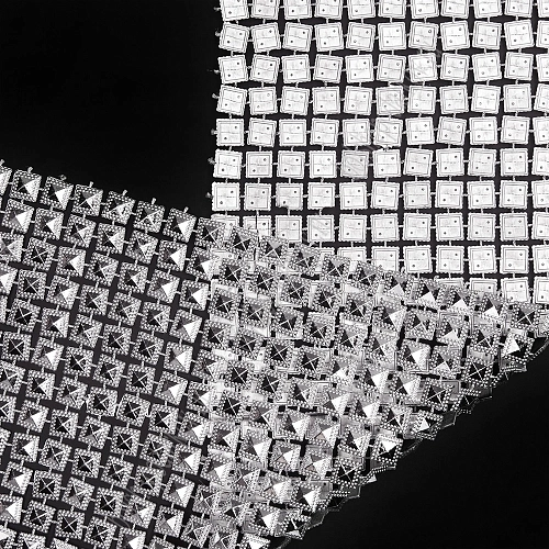 Тесьма декоративная &amp;quot;Квадрат&amp;quot; 12 рядов*10 см*10 ярд (SF-85) серебро