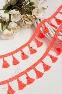 Тесьма с кисточками 15 ярд (SF-2956-1) неоновый коралловый