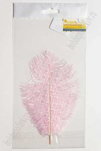 Перо декоративное 23*10 см &amp;quot;Сердечки&amp;quot; розовые