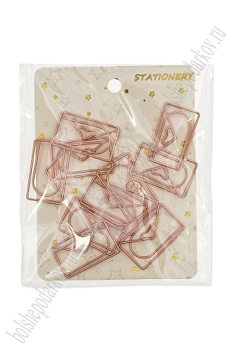 Скрепки декоративные &amp;quot;Конверт&amp;quot; 3*1,8 см (10 шт) SF-7837, розовое золото