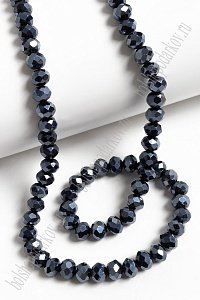 Бусины стеклянные, перламутровые, на леске &quot;Rondelle&quot; 6 мм (SF-669) темно-синий №214