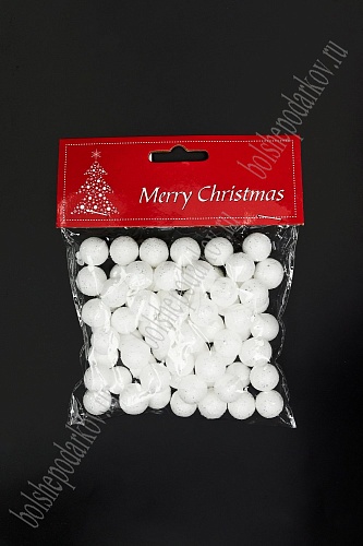 Новогоднее украшение &amp;quot;Шарик&amp;quot; 1,5 см (70 шт) SF-1680, белый