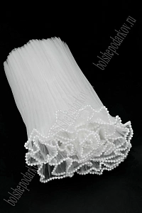 Упаковка для цветов гофрированная с бусинами 26 см*2 м (SF-7857) белый