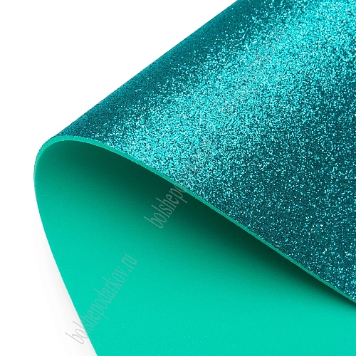 Фоамиран глиттерный А4, 2 мм Premium (10 листов) SF-1955, бирюзовый №018А
