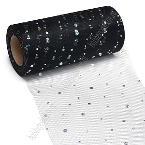 Фатин с пайетками &quot;Горох&quot; 15 см*25 ярд (SF-2939) черный №12