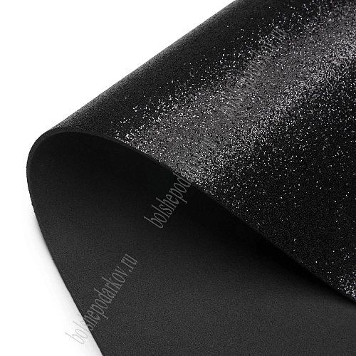 Фоамиран глиттерный 2 мм, 40*60 см Premium (10 листов) SF-3010, черный №2026