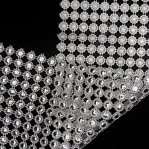 Тесьма декоративная &quot;Цветочки&quot; 12 рядов*11,5 см*10 ярд (SF-74-2) серебро