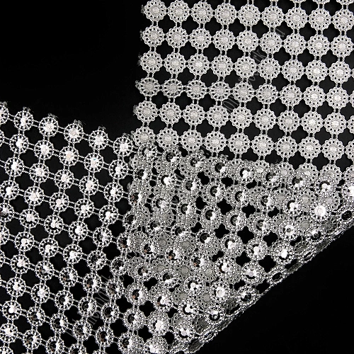 Тесьма декоративная &amp;quot;Цветочки&amp;quot; 12 рядов*11,5 см*10 ярд (SF-74-2) серебро