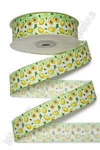 Лента репсовая 2,5 см*25 ярд с рисунком &quot;Авокадо&quot; SF-6131