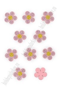 Патчи из фетра со стразами &quot;Цветочек&quot; 2,6 см (12 шт) SF-7699, светло-розовый