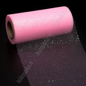 Фатин с блестками 15 см*25 ярд (SF-604) розовый №42