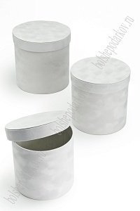 Коробки цилиндр 3 в 1, бархатные 19,5*19 см (SF-7429) белый