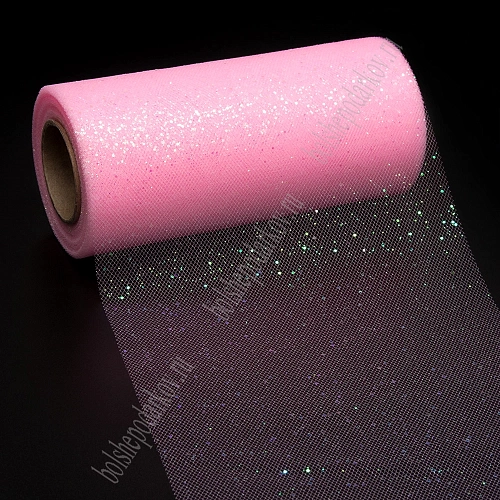 Фатин с блестками 15 см*25 ярд (SF-604) розовый №42
