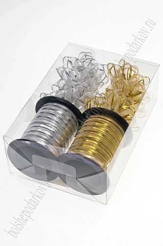 Набор для упаковки: бант 5,5 см (8 шт), лента 1 см*10 м (2 шт), SF-7825, ассорти №7