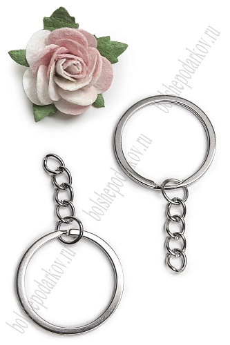 Кольца для брелоков с цепочкой, 30 мм (50 шт) SF-329, серебро
