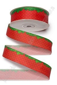Лента репсовая 2,5 см*25 ярд с рисунком &quot;Клубничка&quot; SF-6131, №2