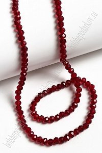 Бусины стеклянные, прозрачные,  на леске "Rondelle" 4 мм (SF-658) бордовый №136