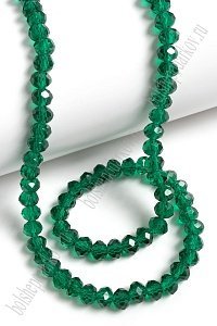 Бусины стеклянные, прозрачные, на леске "Rondelle" 6 мм (SF-659) изумрудный №101