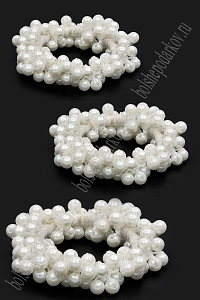 Резинки с бусинами для волос 5 см (3 шт) SF-8012, белый