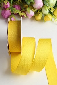Лента декоративная &quot;Ромбики&quot; 2,5 см*20 ярд (SF-1786) желтый №645