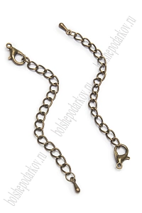 Цепочка удлинитель с карабином 7 см (10 шт) SF-7466, бронза