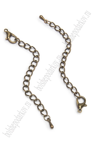 Цепочка удлинитель с карабином 7 см (10 шт) SF-7466, бронза