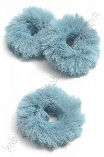 Резинка для волос из искусственного меха 8 см (10 шт) SF-6106, пыльно-голубой №6