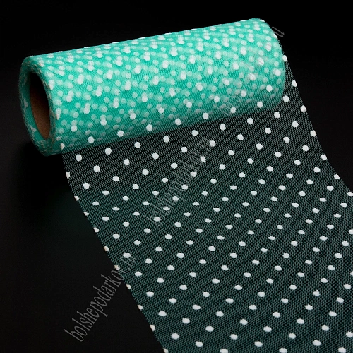 Фатин в горошек 15 см*10 ярд (SF-2941) аквамариновый №18