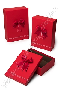Коробки прямоугольные с бантом 3 в 1, 29*21*9,5 см, (SF-8227), красный №5