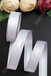 Лента репсовая с люрексом и атласной вставкой 2,5 см*20 ярд (SF-5851) белый/серебро №01