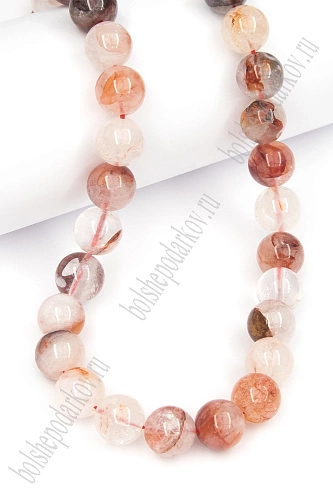 Бусины круглые на нитке 10 мм (SF-7592) кварц коричневый