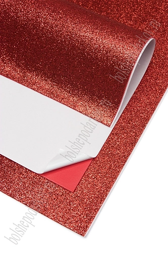 Фоамиран глиттерный самоклеющ. А4 (10 листов) SF-1957, красный №001