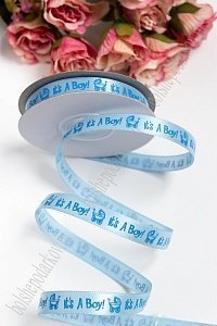 Лента атласная 1 см*20 ярд &quot;Детская&quot; SF-3472, голубой