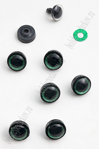 Фурнитура &amp;quot;Глазки для игрушек&amp;quot; 16 мм, с заглушками (20 шт) SF-6094, зеленый №3