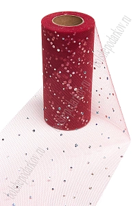 Фатин с пайетками &quot;Горох&quot; 15 см*25 ярд (SF-2939) бордовый №22