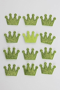 Патч с блестками 3*2,5 см &quot;Корона&quot; (40 шт) SF-1903, салатовый