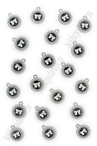 Подвеска металл &quot;Бантик&quot; (20 шт) SF-7343, белый/серебро