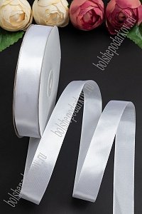 Лента атласная 2,5 см*100 ярд (SF-5925) белый №01 УЦЕНКА
